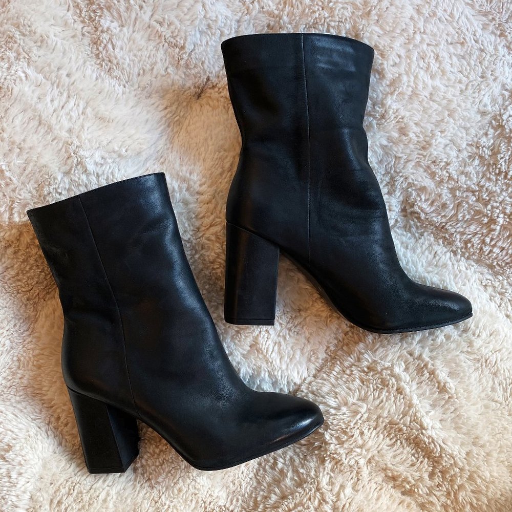Lucky Brand black leather heeled boots